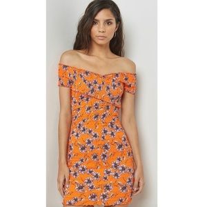TOPSHOP Orange & Purple Bodycon Dress Size 6 small